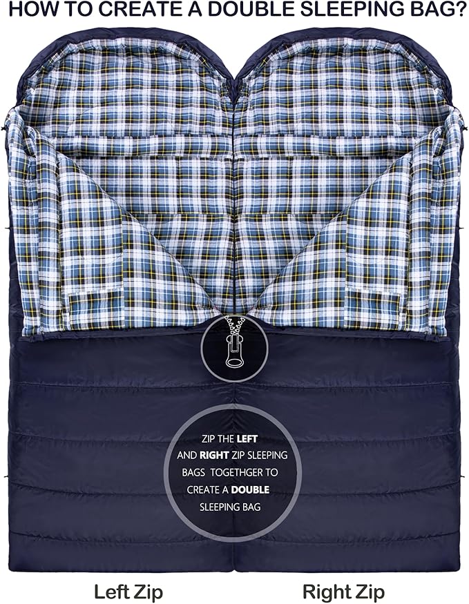 0 Degree Sleeping Bag 100% Cotton Flannel XXL - Image 5