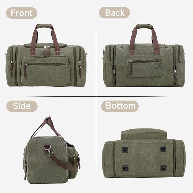 Canvas Expandable Duffle Bag for Men Traveling, Luggage Travel Bag Weekender - Image 3