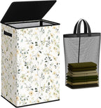 SOLEDI Laundry Hamper with Lid, 90L Tall & Large Floral Laundry Basket by SOLEDI