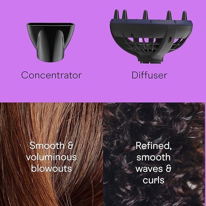 INFINITI PRO CONAIR Hair Dryer with Innovative Diffuser, Enhances Curls and Waves While Reducing Frizz, Dark Blue