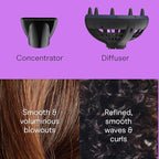 INFINITI PRO CONAIR Hair Dryer with Innovative Diffuser, Enhances Curls and Waves While Reducing Frizz, Dark Blue