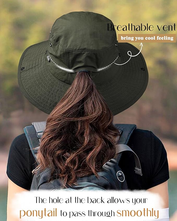 FURTALK Sun Hats for Women Ponytail UPF 50+ Beach Summer Hat Wide Brim Packable - Image 3