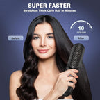 Cordless Hair Straightener Brush, Portable Mini Hair Straightening Brush for Travel, Rechargeable 9000 mAh USB-C, Lightweight Anti-Scald Heated Styling Tools & Appliances (Black)