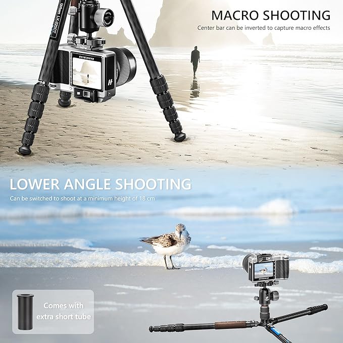 Lightweight Carbon Fiber Reverse Folding Travel Tripod - Image 6