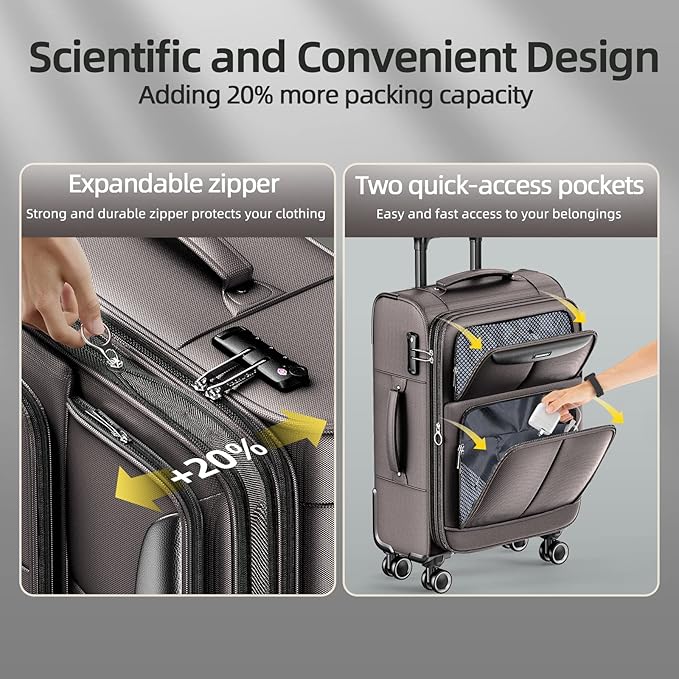 SHOWKOO Luggage Sets 3 Piece Softside Expandable Lightweight Durable Suitcase - Image 4