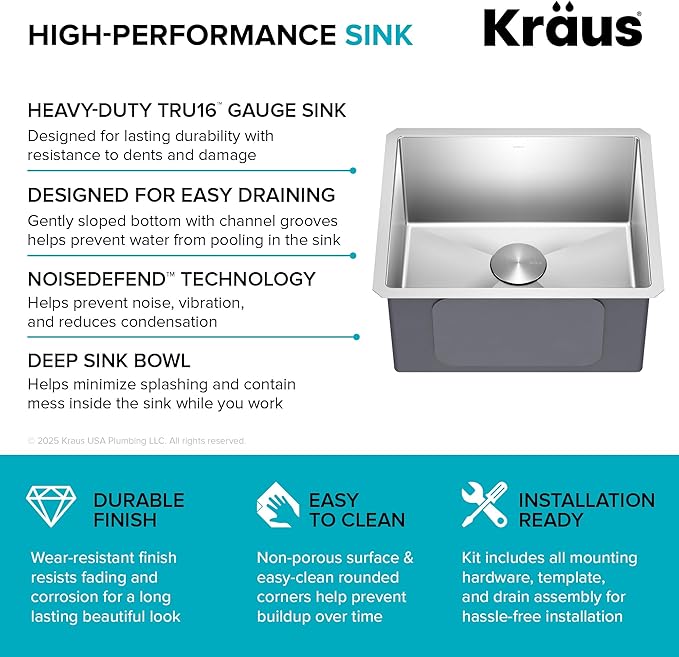 Kraus KHU101-21 Standart PRO 16 Gauge Undermount Single Bowl Set, 21 Inch - Image 12