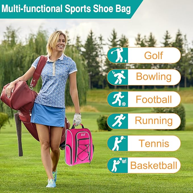 Wolt 2 Pcs Golf Shoe Bag for Travel- Zippered Shoes Carrier Bags - Image 6