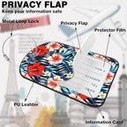 2 PCS Leather Luggage Tag for Suitcase Palm Leaves and Hibiscus Flower Travel - Image 3