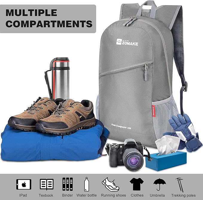 ZOMAKE Lightweight Packable Backpack 20L, Foldable Backpacks Small Daypack - Image 3