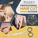Ruvanti Hair Cutting Scissors - Professional Barber Shears For Salon & Home Use, Sharp Durable Stainless Steel Blades, Comfortable Grip Handles, Includes Case - Tijeras De Peluquería Profesional