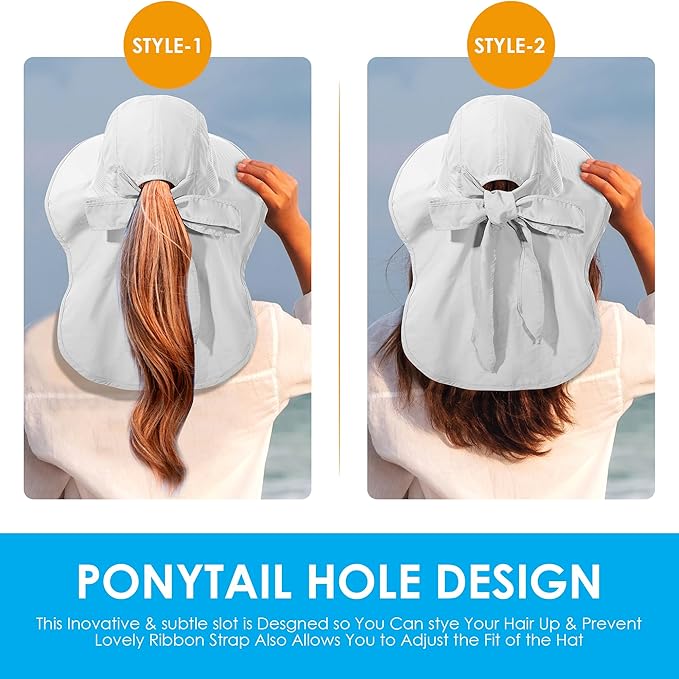 Womens Sun Hat UV Protection, Foldable Waterproof Wide Brim Bucket Hats - Image 5
