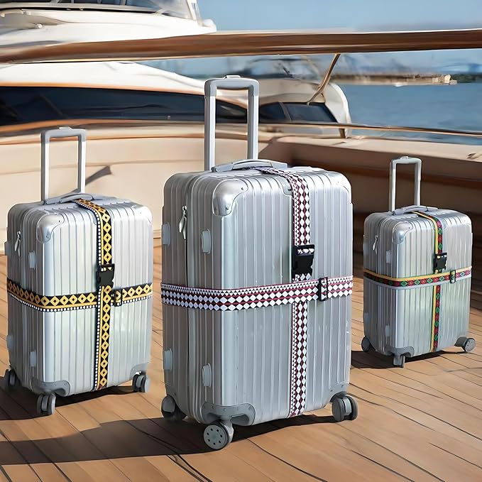 Geometric Arts Luggage Straps for Suitcases, Adjustable Luggage Travel Belt to - Image 6