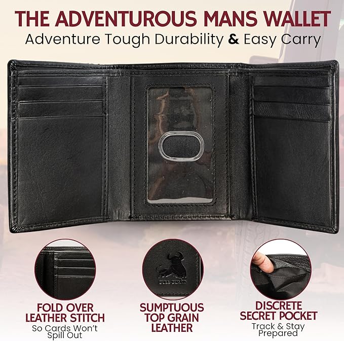 BULL GUARD Genuine Nappa Leather Trifold Wallet - Image 2