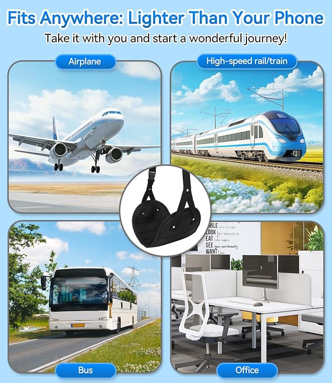 Portable Airplane Foot Hammock-Ultimate Comfort Bundle w/Sleep Mask & Ear Plugs - Image 6