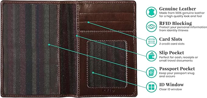 Personalized Monogrammed Toffee Leather RFID Passport Wallet - Image 2