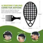 KOUPA Silicone Curly Hair Brush with Pick Comb, One Piece Twist Curl Comb for Afro Curls, Washable Hair Tool for Men Women, Black