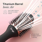L'ANGE HAIR Le Volume 2-in-1 Titanium Blow Dryer Brush | Frizz Control Blowout Hair Dryer Brush For Drying And Straightening | Volumizing Hot Air Styler For All Hairstyles | Oval Barrel | Black - 75mm