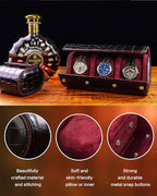 MR.OKAY 3 Watch Travel Case-Classic Leather Watch Case - Image 4