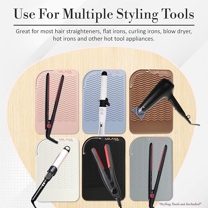 Vanity Accessories - Heat Resistant Mat – Silicone Flat Iron & Curling Iron Holder, Non-Slip Vanity Mat & Hot Tool Mat for Home, Salon, or Travel Use