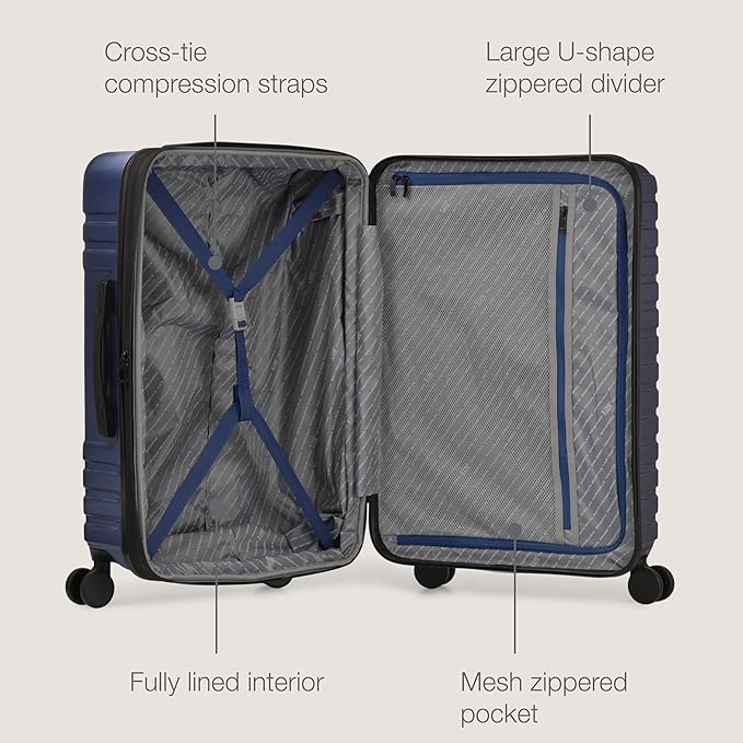 U.S. Traveler Boren Polycarbonate Hardside Rugged Travel Suitcase Luggage - Image 2