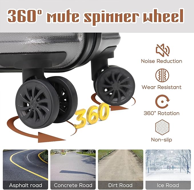 Luggage Set 3 Piece Luggage Set ABS hardshell Spinner Wheels Luggage Carry on - Image 4