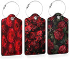 Romantic Elegant Red Roses PU Leather Luggage Tags by Losthll