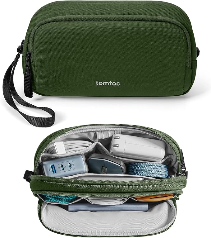 tomtoc Electronic Organizer Travel Case, Water Resistant Dual Compartment Tech by tomtoc