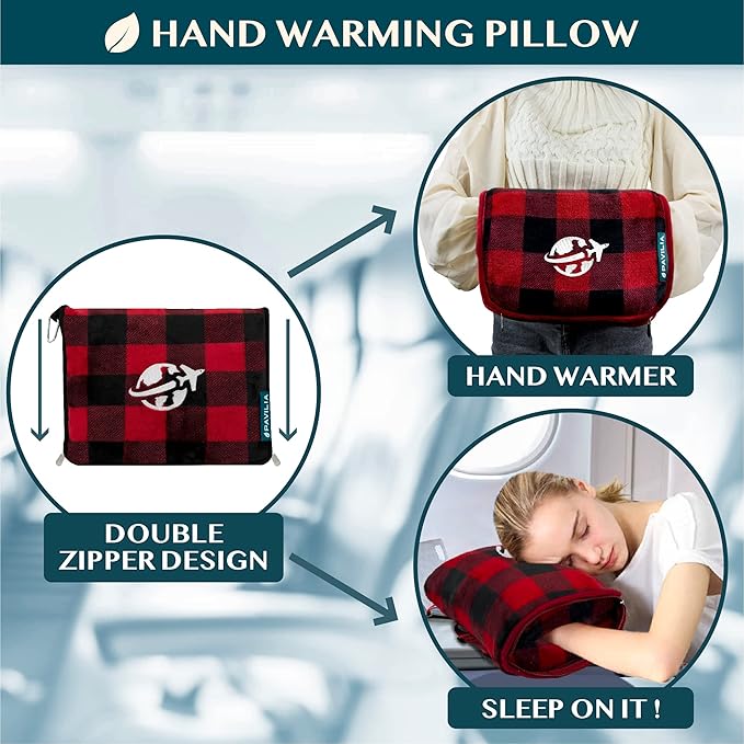 PAVILIA Travel Blanket and Pillow, Arms Opening Airplane Blankets - Image 5