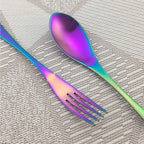 Rainbow Silverware Set, 24-Piece Stainless Steel Flatware Set Service - Image 9