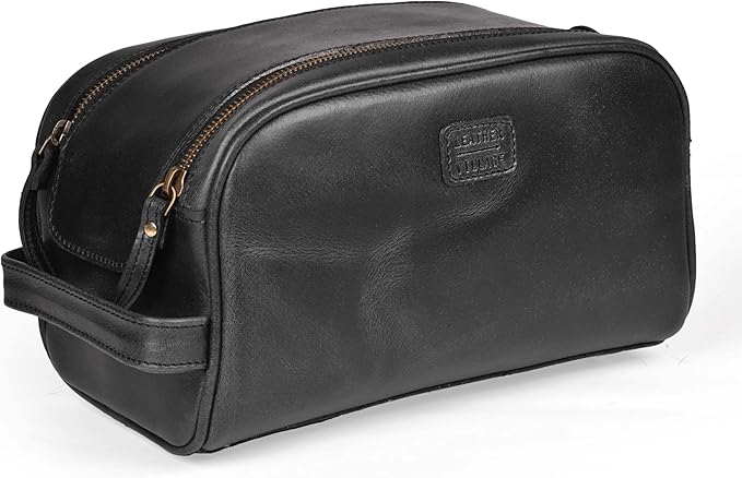 LEATHER VILLAGE Premium Leather Toiletry Travel Pouch - Image 2