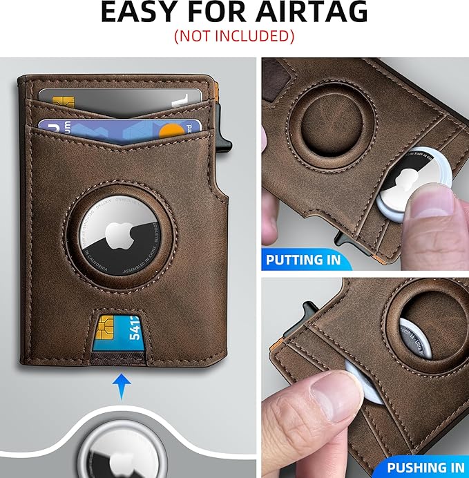 Airtag Wallet for Men, with Money Clip 10 Cards Metal Case Smart Slim Pop Up - Image 4