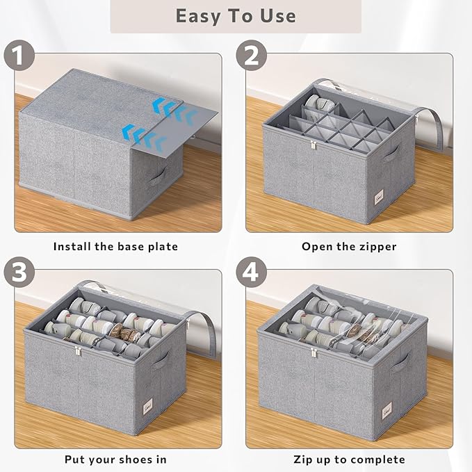 Shoe Organizer for Closet, 2 Pack Sturdy Shoe Storage Bins - Image 3