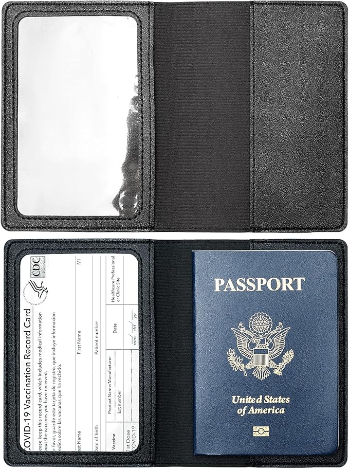 2 Pack Passport covers and Vaccine Card Holder PU Leather Passport Wallet - Image 4