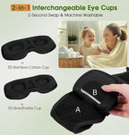 LC-dolida Bamboo Cotton Bluetooth Sleep Mask, 2 in 1 3D Soft Sleep Mask - Image 3