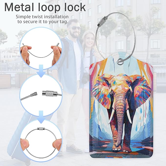 Abstraction Elephant Luggage Tags, 2 Pack Oil Paint Elephant Luggage Tag - Image 5