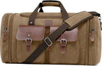 Canvas Duffle Bag for Men 60L Travel Duffel Bags Expandable Genuine Leather by DensataTravelBag