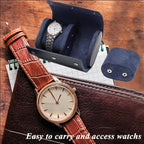 Watch Travel Case, Luxury Leather Watch Roll 2 Slot Organizer Box, Jewelry - Image 3
