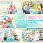 Tagitary Mesh Beach Bag with Zipper Large Beach Tote Waterproof Sandproof with - Image 6