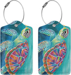 Sea Turtle Leather Luggage Tag - Image 3