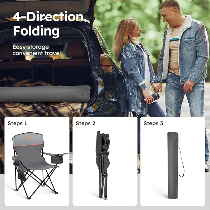 ALPHA CAMP Camping Chair 2 Pack Portable Chair - Image 8