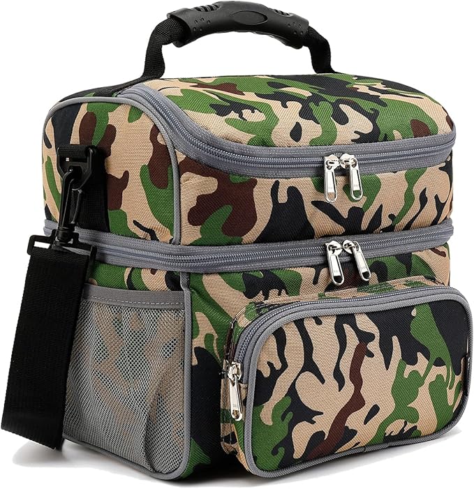 FlowFly Double Layer Cooler Insulated Lunch Bag Adult Lunch Box Large Tote Bag by FlowFly