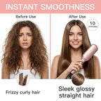 MEGAWISE Pro Ceramic Ionic Hair Straightener Brush for Home Salon | MCH Fast 20s Heating Tech with Auto-Off Safety | Anti-Scald with Universal Dual Voltage | Rotatable Power Cord