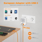 TESSAN European Travel Plug Adapter 2 Packs, Type C Europe Adaptor Foldable - Image 3