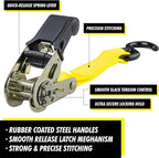 Cartman Ratchet Tie Down, 4Pk 15Ft, 500Lbs Load Cap/ 1500Lbs Break Strength - Image 3