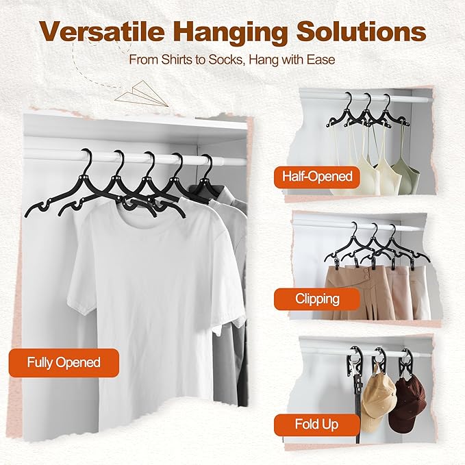 HOUSE DAY Foldable Travel Hangers 10 Pack w/10 Clips, Cruise Essentials 2025 - Image 5