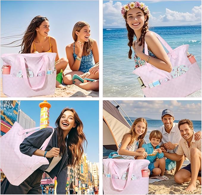 LEDAOU Beach Bag Waterproof Sandproof Women Tote Bag Pool Bag - Image 2