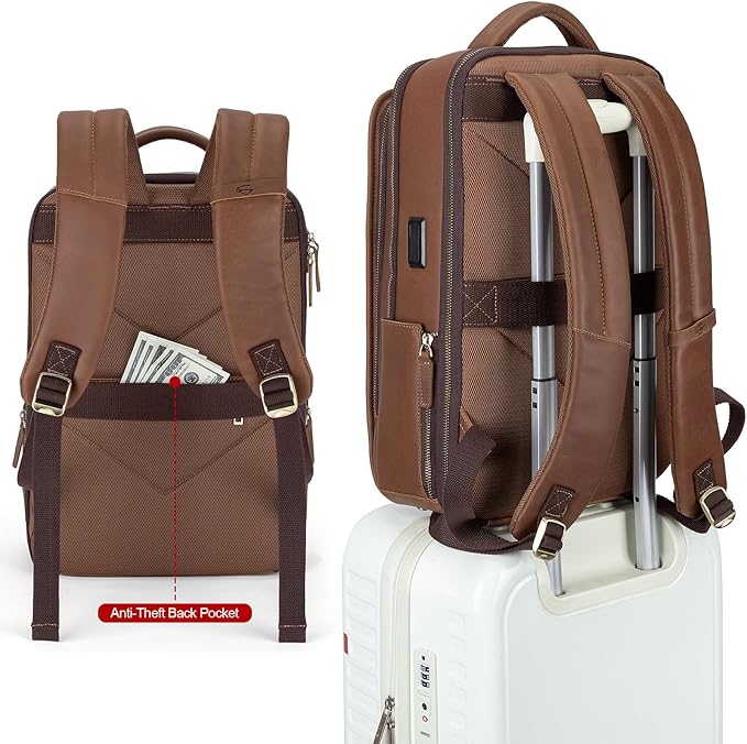 Tzowla Leather Laptop Backpack, Bag - Image 5