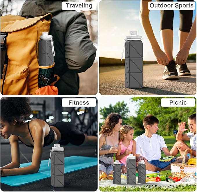Collapsible Water Bottles Flexible Bpa Free Silicone Reusable Foldable Water - Image 3