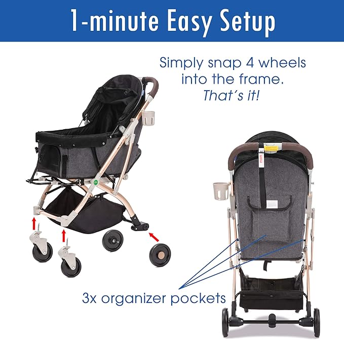 Lite Premium Light-Weight Dog/Cat/Pet Stroller Travel Carriage - Image 8