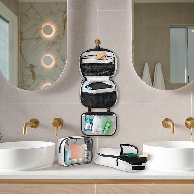 Toiletry Bag Kit Set: Hanging Travel Toiletry Bag + 311 TSA Cosmetic Liquid Bag - Image 2